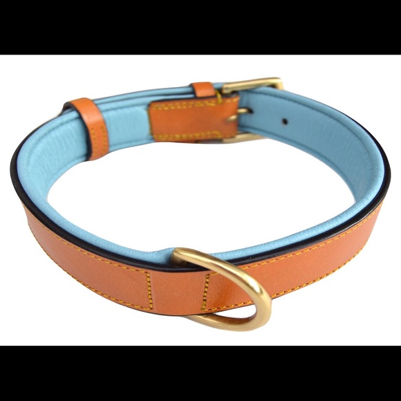 BLUE LEATHER DOG COLLAR - Picture 3 of 11